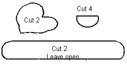Pattern pieces for bear head pin.