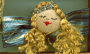 Wooden Button Face Angel Pin